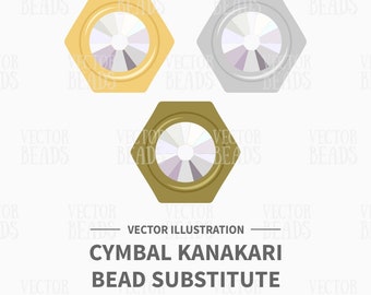 Vector Clip Art Set of Cymbal Kanakari Honeycomb Bead Substitute - Instant Download