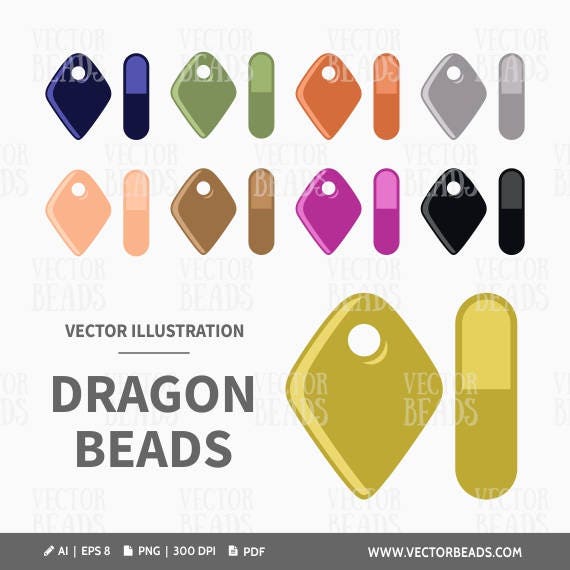 Vector Clipart Set Of Czech Dragon Beads For Creating Beading Etsy