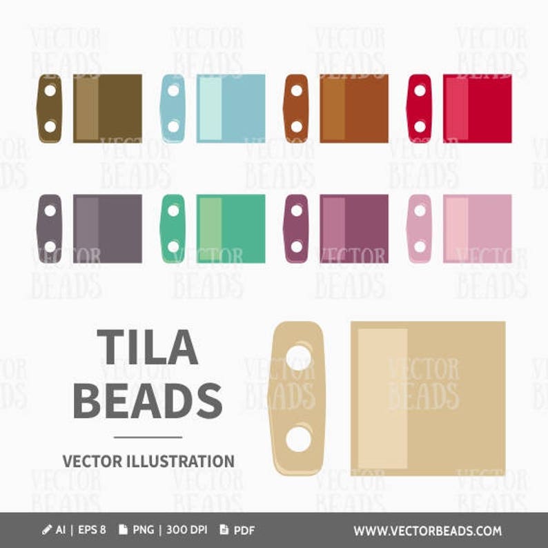 Vector Clip Art Set of Tila Beads for Creating Beading Charts Instant Download image 1