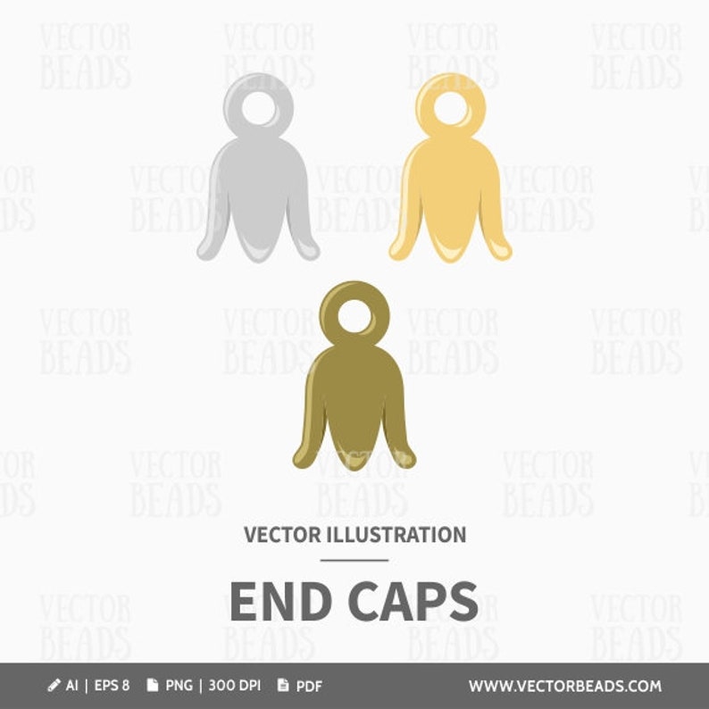 Vector Illustration of Jewelry End Cups Digital Clipart image 1