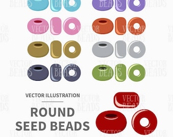 Clip Art Pack of Round Seed Beads - Digital Beads - Instant Download