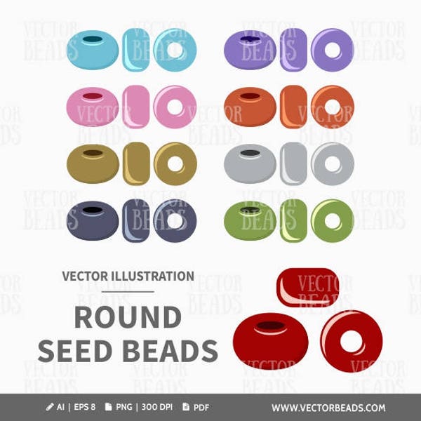 Clip Art Pack of Round Seed Beads - Digital Beads - Instant Download