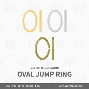 Clip Art Set of Oval Jump Rings - Digital Clip Art