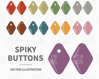 Clip Art Pack of Czech Spiky Button Beads for Creating Beading Patterns - Instant Download