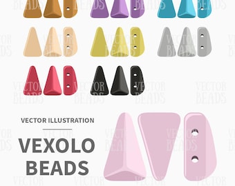 Vector Clipart Set of Two-hole Vexolo Beads - Instant Download