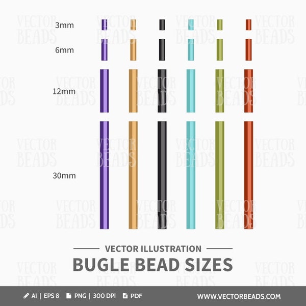 Clip Art Set of Bugle Beads - Digital Beads - Instant Download