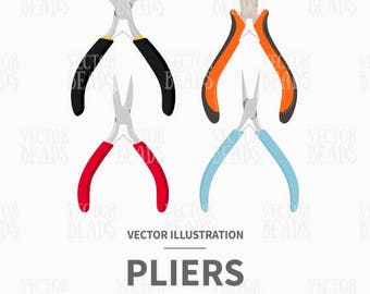 Vector Illustration of Jewellery Making Pliers - Digital Clipart Set