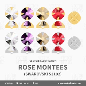 Vektor Illustration von Swarovski 53102 Rose Montees - Digital Clipart