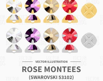 Ilustración vectorial de Swarovski 53102 Rose Montees - Clipart digital