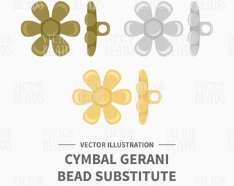 Vector Clipart Pack Of Cymbal Gerani Bead Substitute - Instant Download