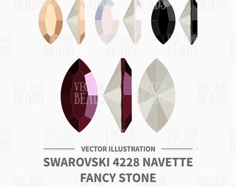 Vector Illustration of Swarovski 4228 Navette Fancy Stones - Digital Clipart