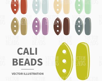 Vector Clipart Pack of Three-Hole Cali Beads - Instant Download