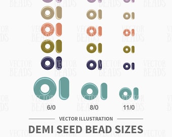 Vector Clipart Pack of Demi Round Seed Beads - Instant Download