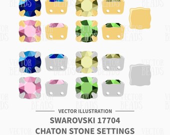 Vector Illustration of Swarovski 17704 Chaton Single Stone Settings - Digital Clipart