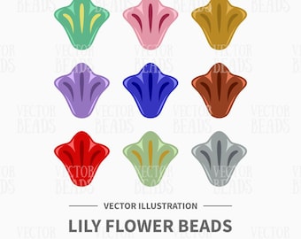 Lilie Blumen Perlen Set - Clipart, SOFORTIGER DOWNLOAD