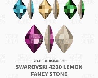 Vector Illustration of Swarovski 4230  Lemon Fancy Stone - Instant Download