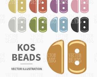 Vector Clip Art Set of Two-hole Kos Beads - Instant Download