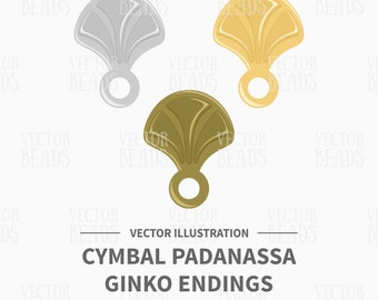 Vector Clip arte conjunto de cymbal Padanassa Ginko finales - perlas digitales - Descarga instantánea