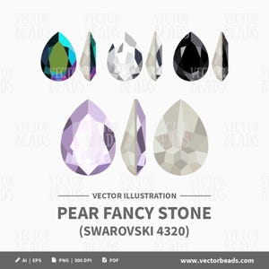 Ilustracja wektorowa Swarovski 4320 Pear Fancy Stone - natychmiastowe pobranie