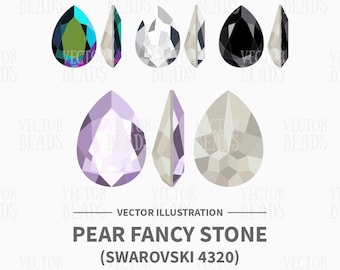 Ilustración vectorial de la piedra de fantasía Swarovski 4320 Pear - Descarga instantánea