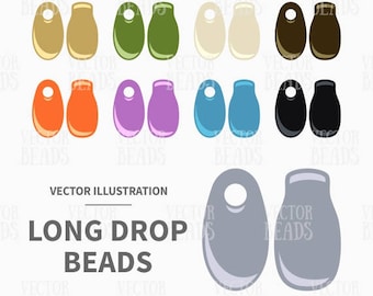 Vector Clipart Pack of Long Drop Beads - Instant Download