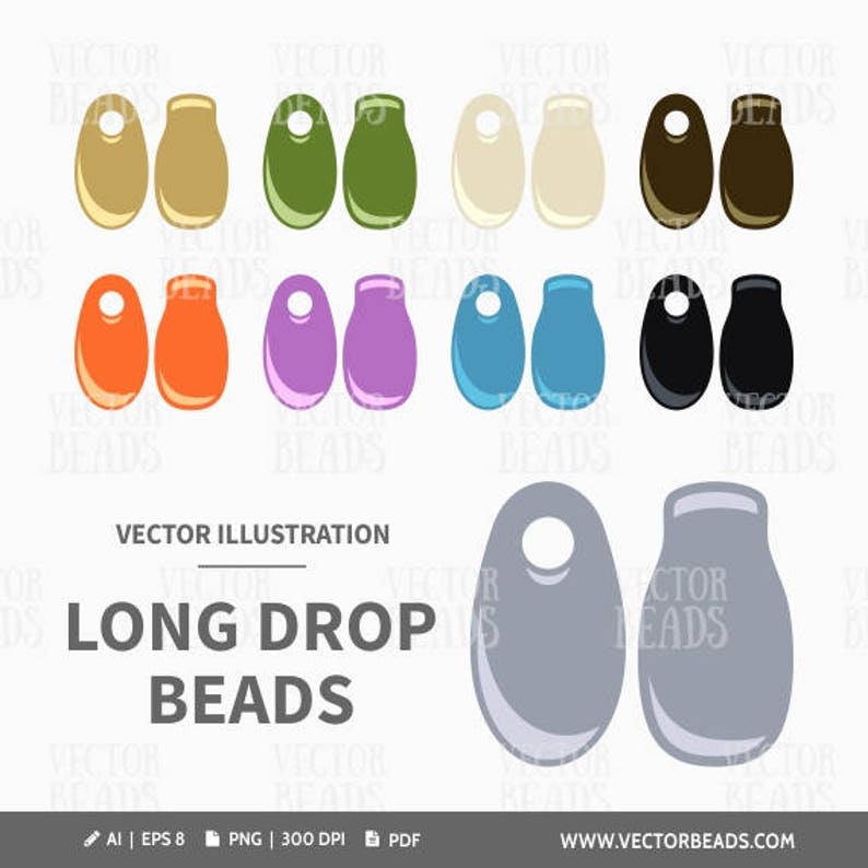 Vector Clipart Pack of Long Drop Beads Instant Download image 1