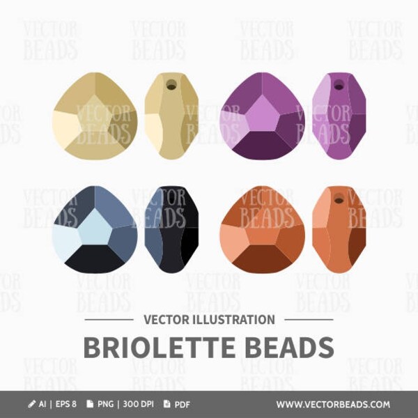 Vector Illustration of Briolette Beads - Instant Download