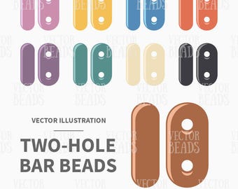 Vector Illustration of Two Hole Bar Beads - Digital Clipart
