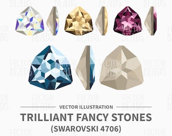 Ilustración vectorial de la piedra de fantasía Trilliant Triangle 4706