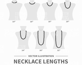 Necklace Length Chart Vector Illustration