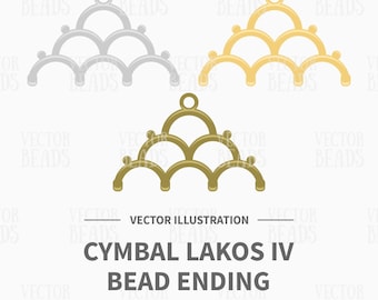 Vector Clip Art Set of Cymbal Lakos IV 8/0 Seed Bead Ending - Instant Download