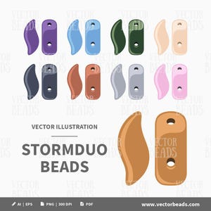 Vector Clipart Set of StormDuo 2-Hole Beads - Instant Download
