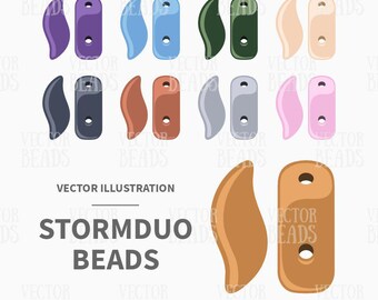 StormDuo 2-Loch Perlen, Vektor Clipart Set - zum sofortigen Download