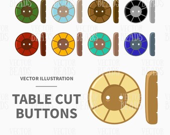 Conjunto de imágenes prediseñadas vectoriales de botones de corte de mesa - Descarga instantánea