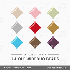 Vector Clipart Set of Two-Hole WibeDuo Beads - Instant Download