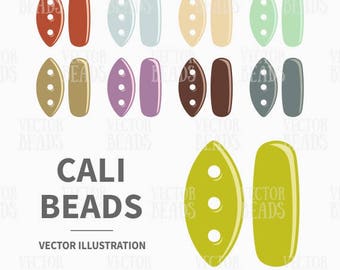 Vector Clipart Pack of Three-Hole Czech Cali Beads - Instant Download