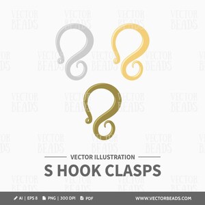 Vector Clipart Pack of S Hook Clasp - Instant Download