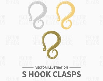 Vector Clipart Pack of S Hook Clasp - Instant Download