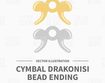 Vector Clip Art Set of Cymbal Drakonisi Bead Ending - Instant Download