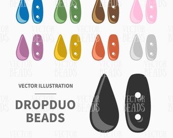 Vector Clipart Set of DropDuo Beads - Instant Download