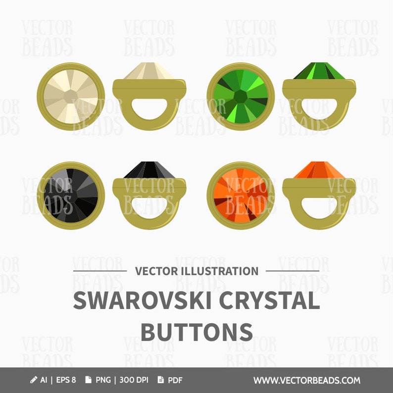 Vector Illustration of Swarovski Crystaletts Crystal Buttons Digital Clipart Pack image 1