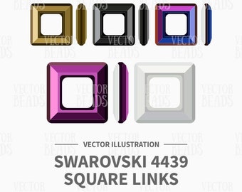 Vector Illustration of Swarovski 4439 Square Links - Digital Clip Art