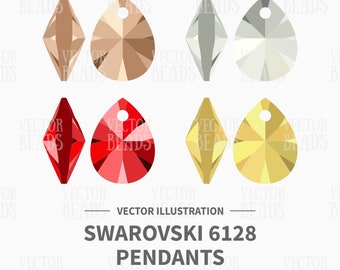 Vector Illustration of Swarovski 6128 Pendants - Digital Clipart