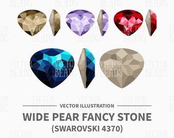 Vector Illustration of Swarovski 4370 Rounded Pear Fancy Stones - Digital Clip Art