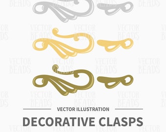 Vector Clipart Set of Decorative -Clasps - Instant Download
