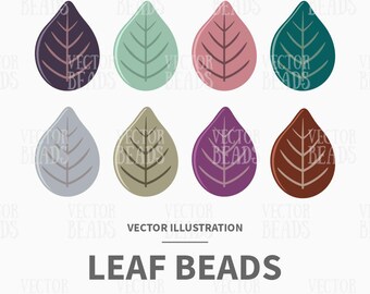 Vector Clip Art Set of Leaf Beads - Instant Download