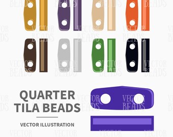 Conjunto de imágenes prediseñadas vectoriales de cuentas de tila de dos agujeros (descarga instantánea)