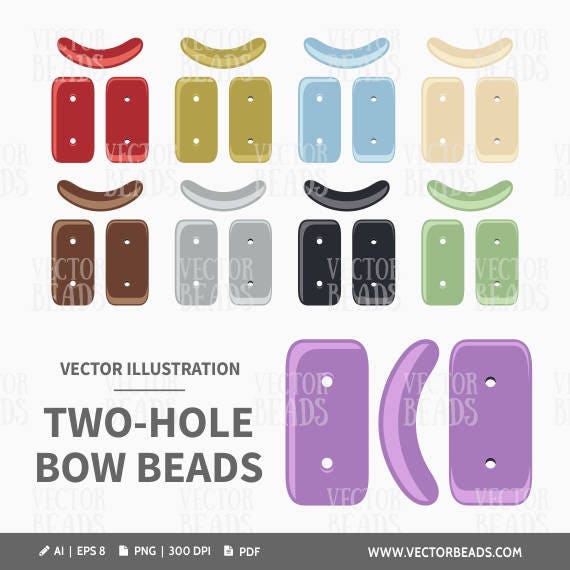 Vector Clipart Set Of Two Hole Bow Beads Instant Download Etsy