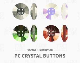 Vector Illustration of PC Crystal Buttons for Creating Beading Charts - Instant Download