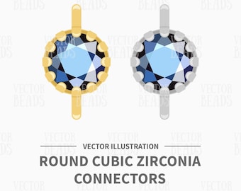 Vector Clip Art Pack de conectores de zirconia cúbica redonda - Descarga instantánea